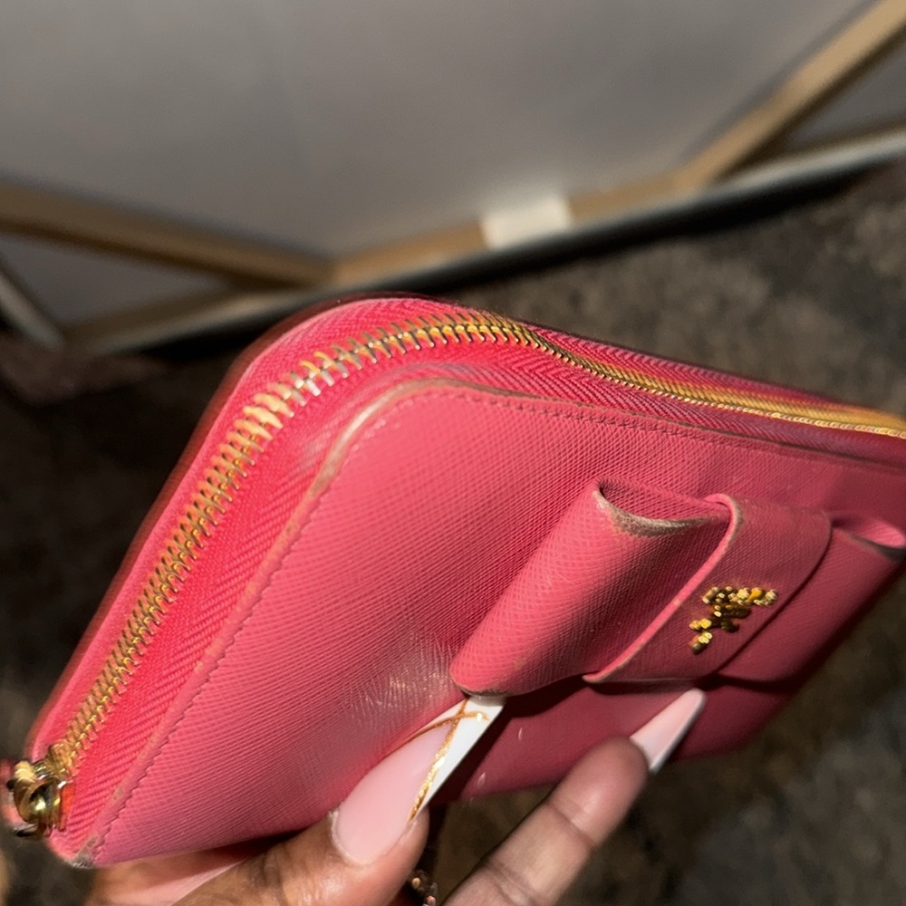 Prada Pink Women's Wallet with Bow in front EUC WITH MINOR RUBBING - Picture 6 of 11